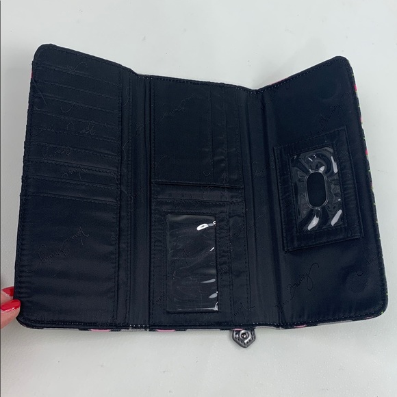 Vera Bradley Moon Drops Pink and Green Pattern wallet Magnet Close ID pocket NEW - Picture 9 of 12